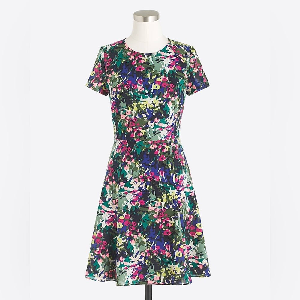 J Crew Printed flutter abstract floral a line dress Sz 6